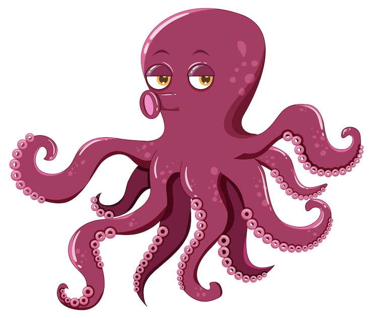 Vector gratuito pulpo en diseño de dibujos animados