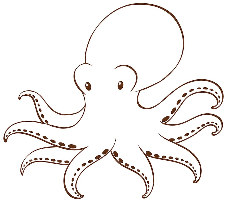 Vector gratuito pulpo en estilo simple de garabateo sobre un fondo blanco