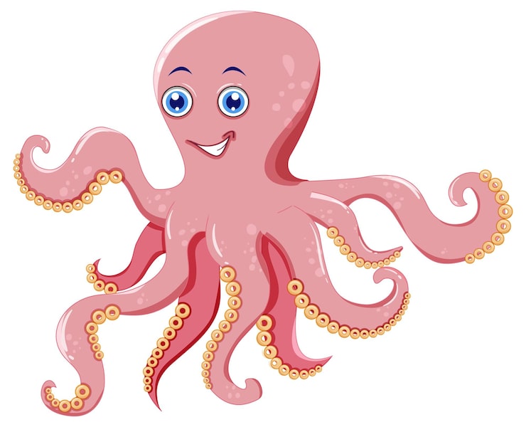Vector gratuito pulpo rosa en diseño de dibujos animados