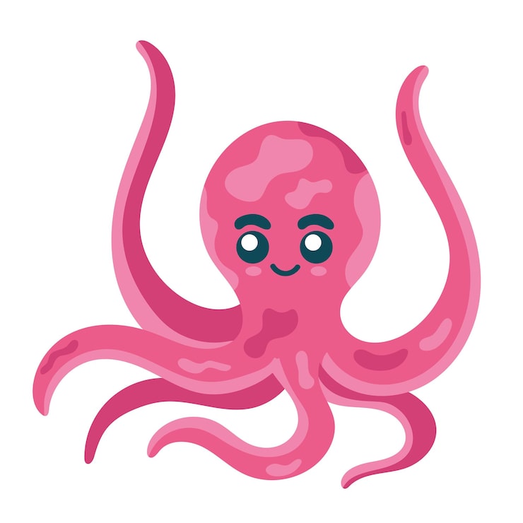 Vector gratuito pulpo rosa vida marina animal