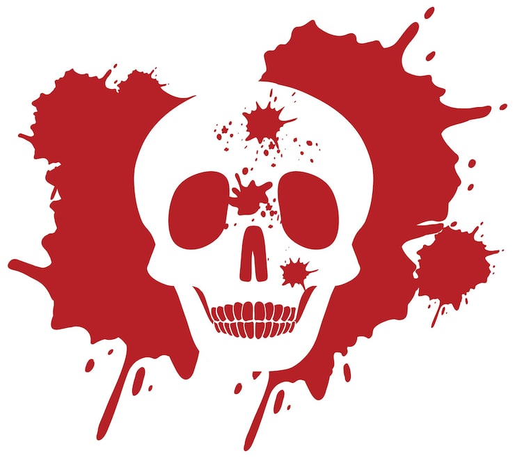 Vector gratuito sangre de cráneo aislada sobre fondo blanco
