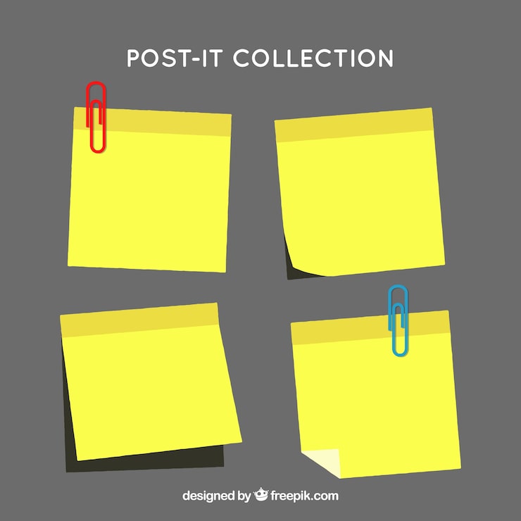 Vector gratuito selección de post-it con clips