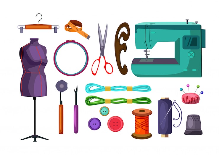 Vector gratuito set de herramientas de costura