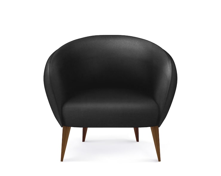 Vector gratuito sillón de cuero negro con patas de madera