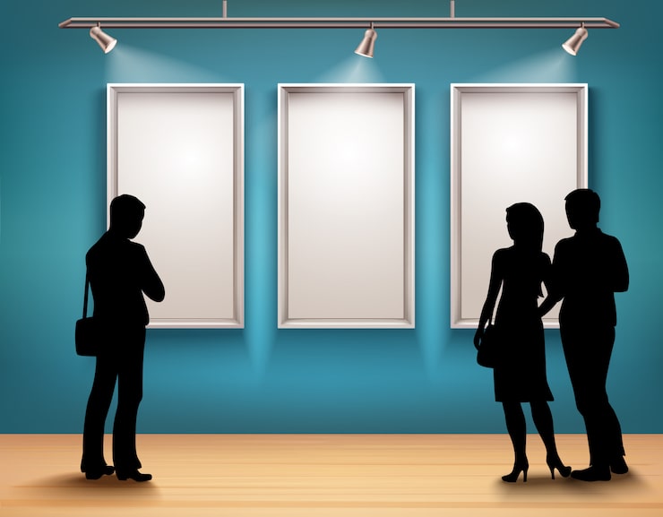 Vector gratuito siluetas de personas en la galería