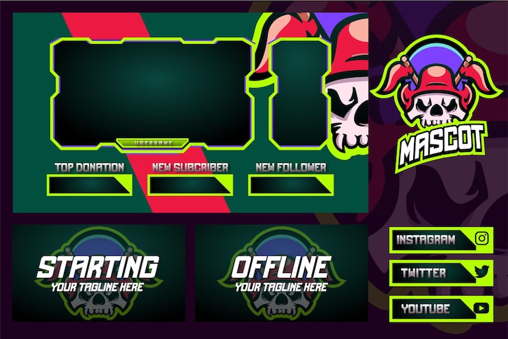 Vector gratuito streaming overlay twitch gaming
