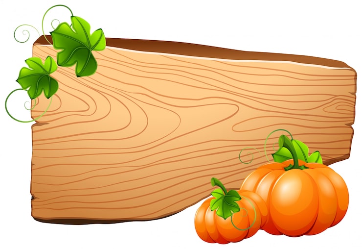 Vector gratuito tablero de madera y calabazas en vid