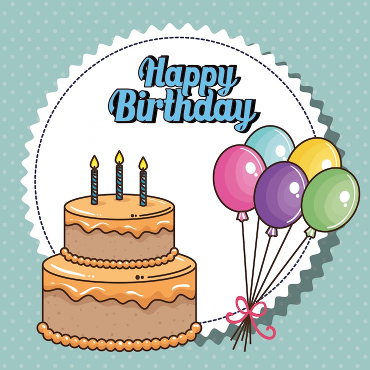 Vector gratuito tarjeta de feliz cumpleaños con dulce pastel
