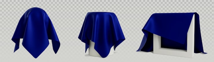 Vector gratuito la tela de la cubierta revela una tela azul drapeada