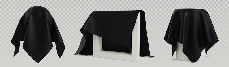 Vector gratuito la tela de la cubierta revela una tela negra drapeada