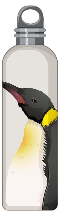Vector gratuito un termo blanco con estampado de pingüinos.