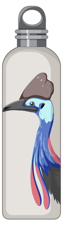 Vector gratuito un termo blanco con patrón de animal pájaro.