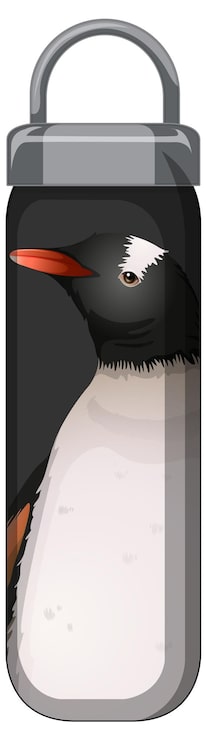 Vector gratuito termo negro con estampado de pingüinos.
