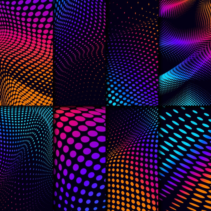 Vector gratuito tono medio vibrante en el conjunto de fondo negro
