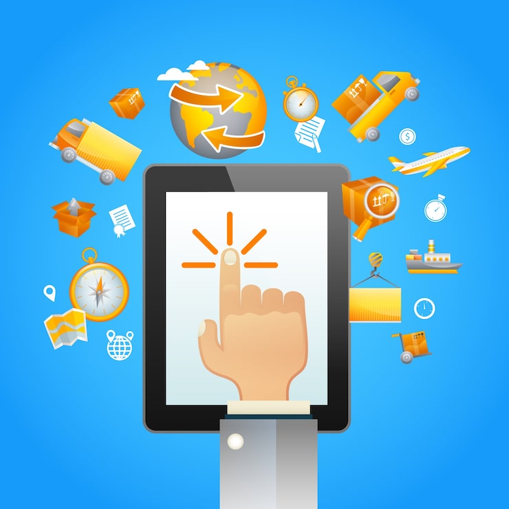 Vector gratuito touch pad logistics