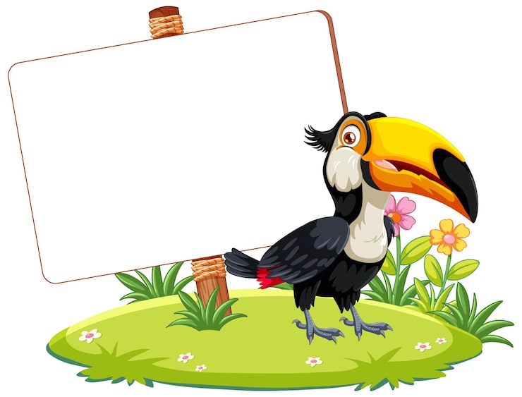Vector gratuito tucano con una ilustración en blanco