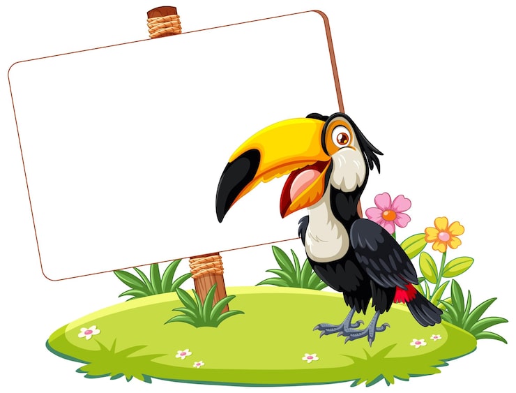 Vector gratuito tucano con una ilustración en blanco