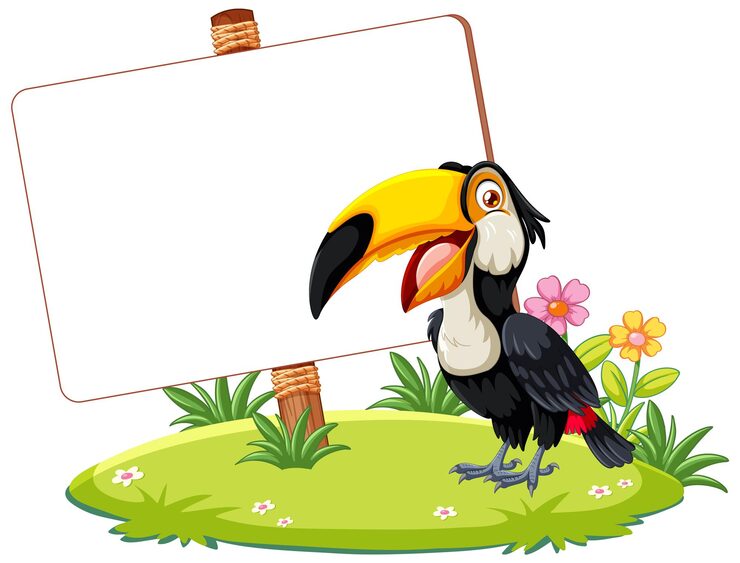 Vector gratuito tucano con una ilustración en blanco