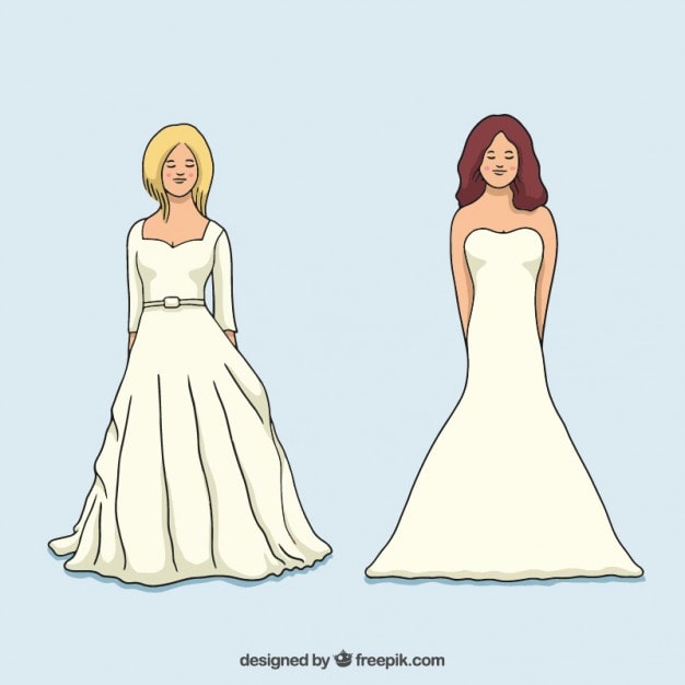 Vector gratuito vestidos de novia diferentes