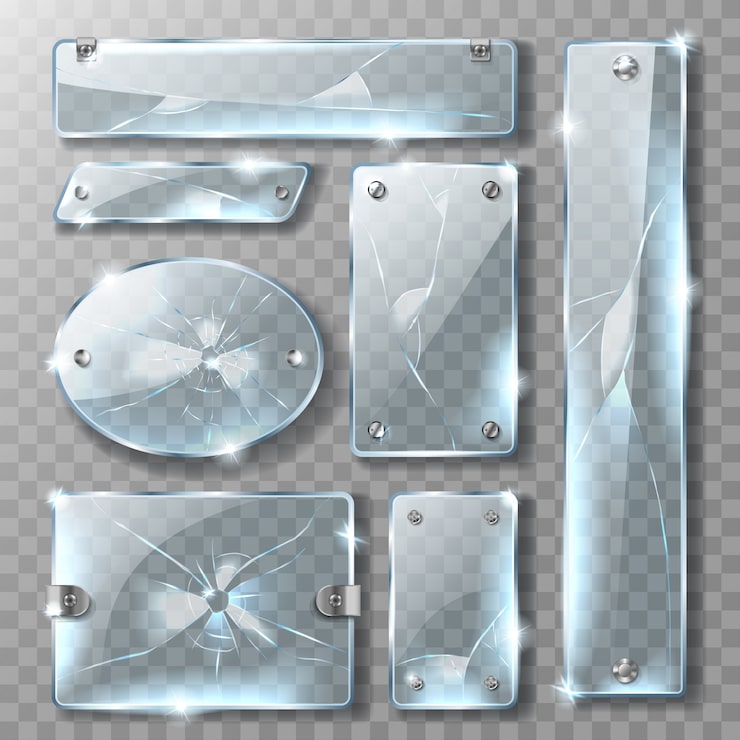 Vector gratuito vidrio agrietado con pernos de metal