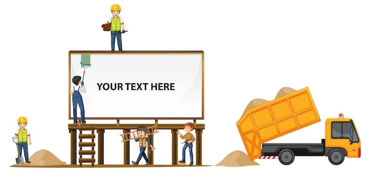 Miễn phí Vector bảng trống với chủ đề công trường xây dựng