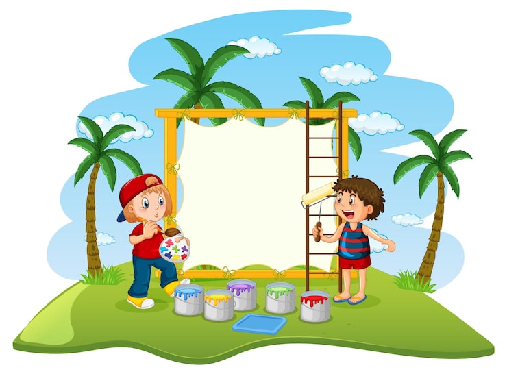 Miễn phí Vector bảng trống với những đứa trẻ vui vẻ