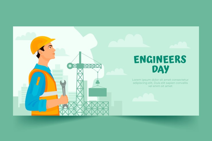 Miễn phí Vector biểu ngữ phẳng vẽ tay ngày kỹ sư