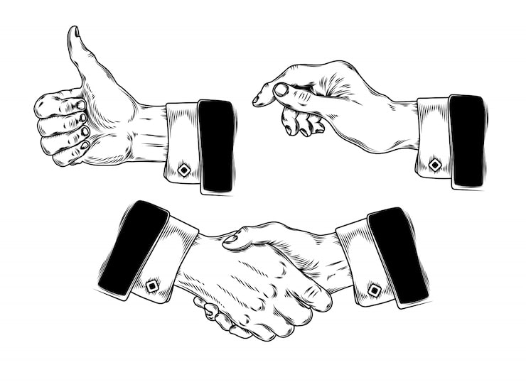 Miễn phí Vector bộ biểu tượng bàn tay nam giới thực hiện các cử chỉ khác nhau