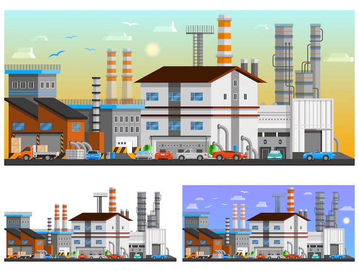 Miễn phí Vector bộ bố cục trực giao các tòa nhà công nghiệp