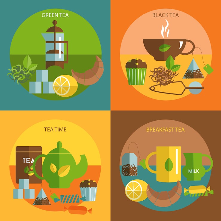 Miễn phí Vector bố cục hình vuông biểu tượng phẳng giờ uống trà