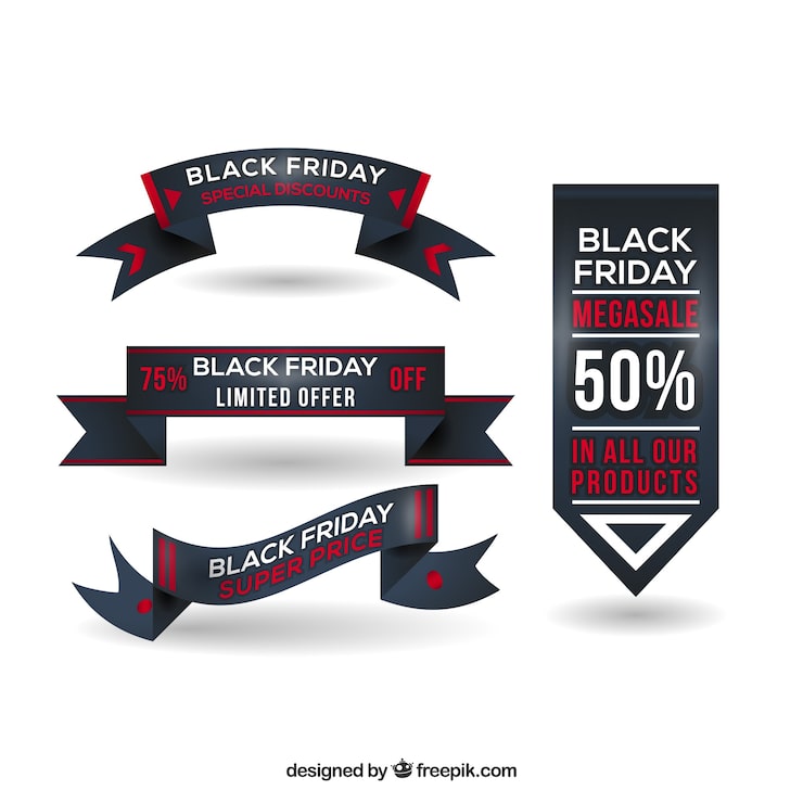 Miễn phí Vector bộ ruy băng black friday