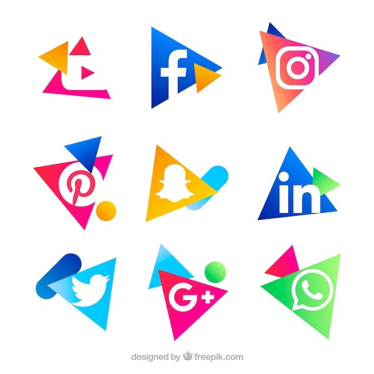 Miễn phí Vector bộ sưu tập logo mạng xã hội theo phong cách phẳng