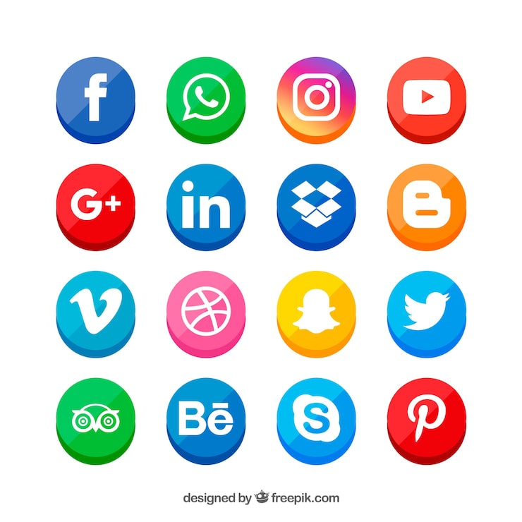 Miễn phí Vector bộ sưu tập logo mạng xã hội theo phong cách phẳng