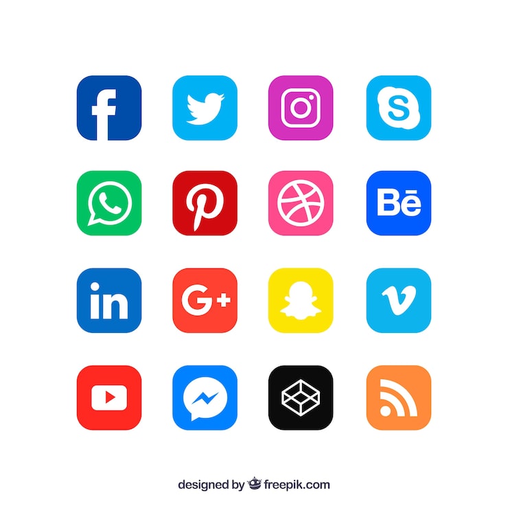 Miễn phí Vector bộ sưu tập logo mạng xã hội theo phong cách phẳng