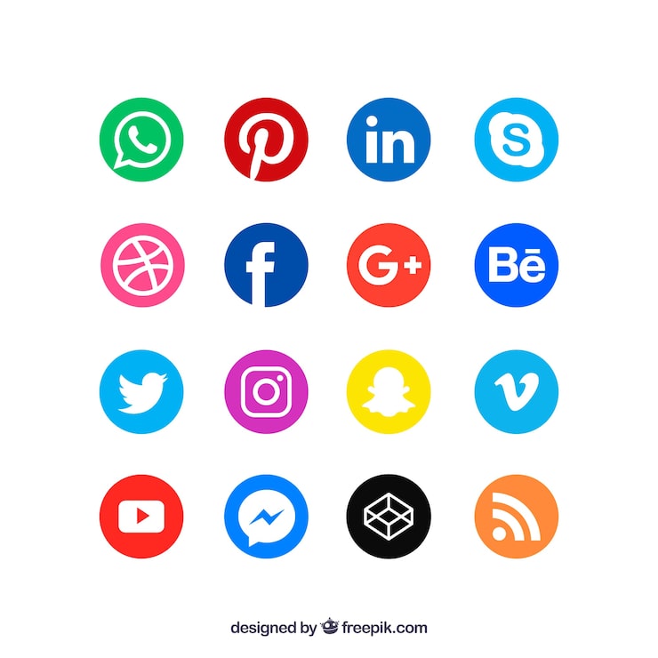 Miễn phí Vector bộ sưu tập logo mạng xã hội theo phong cách phẳng