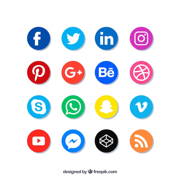 Miễn phí Vector bộ sưu tập logo mạng xã hội theo phong cách phẳng