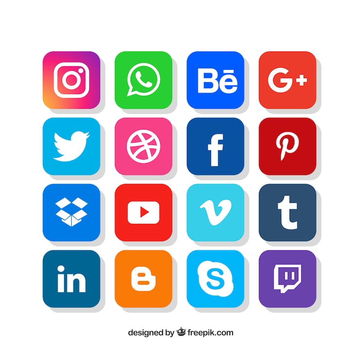 Miễn phí Vector bộ sưu tập logo mạng xã hội theo phong cách phẳng
