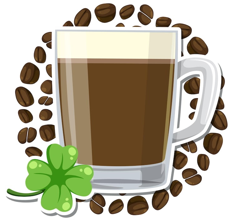 Miễn phí Vector cốc cà phê latte xung quanh với hạt cà phê