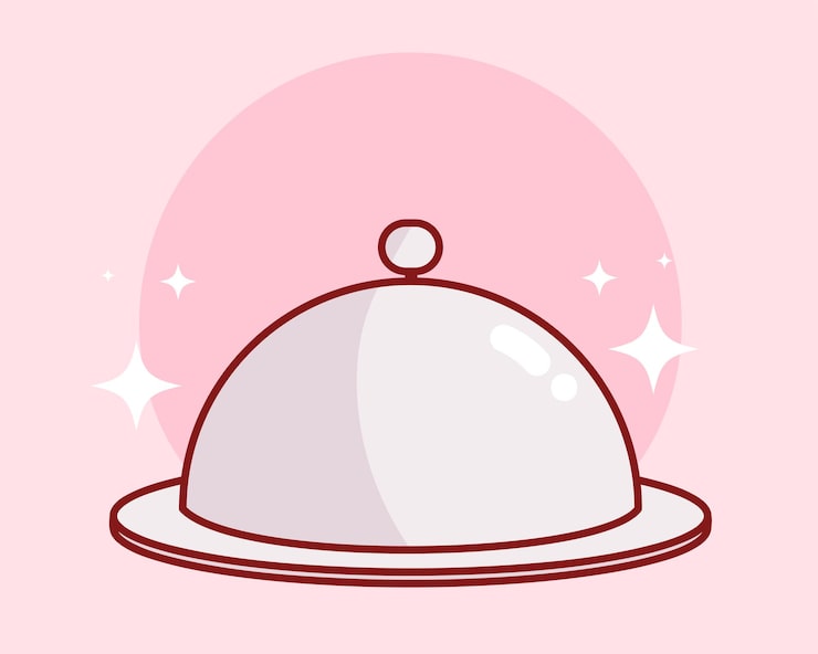 Miễn phí Vector đĩa đựng thức ăn cloche của nhà hàng để phục vụ món ăn biểu ngữ nhà hàng minh họa nghệ thuật hoạt hình