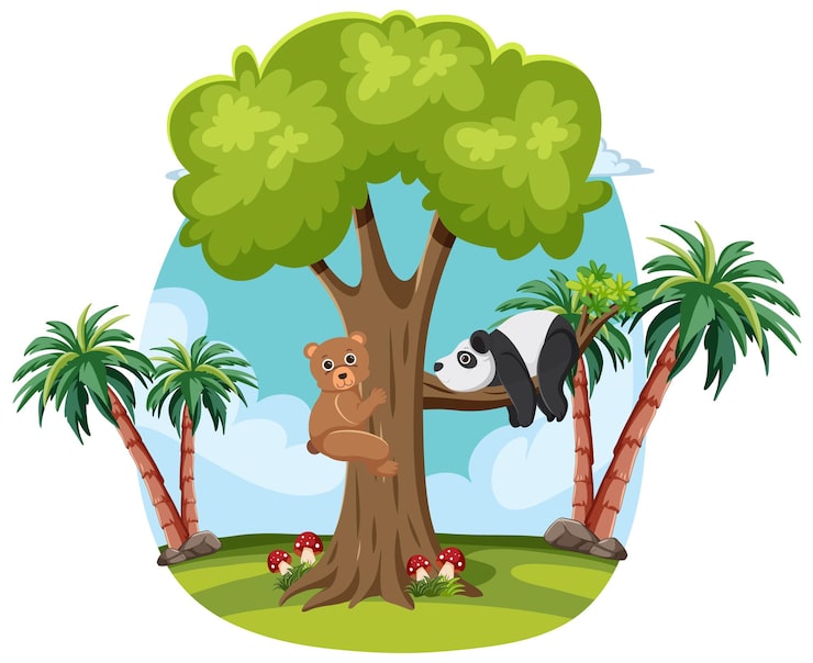 Miễn phí Vector động vật thân thiện trong rừng nhiệt đới