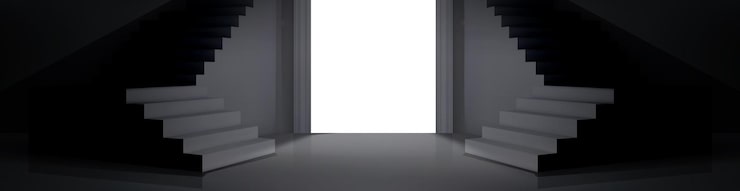 Miễn phí Vector góc nhìn bệ cầu thang bê tông đen trắng 3d