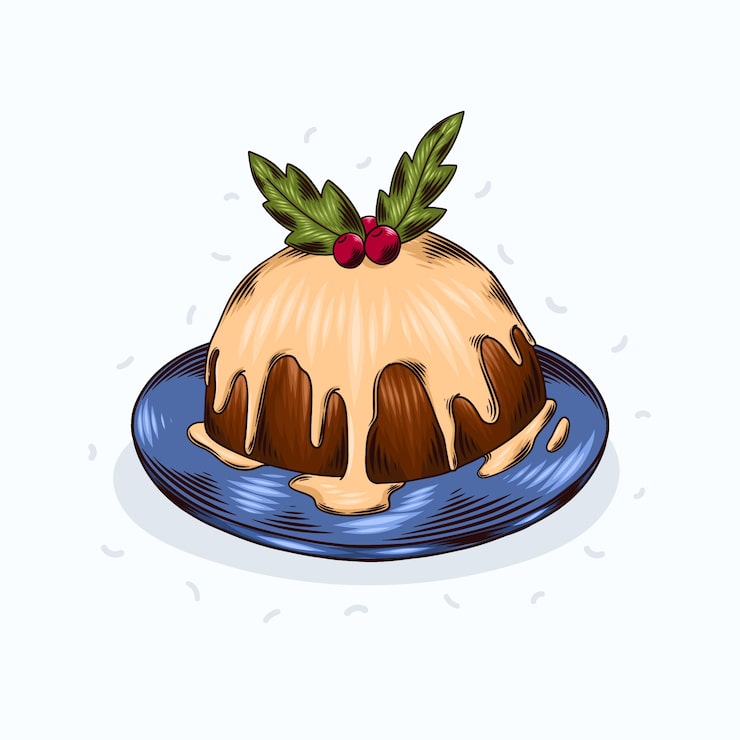 Miễn phí Vector hình ảnh minh họa bánh pudding giáng sinh vẽ tay
