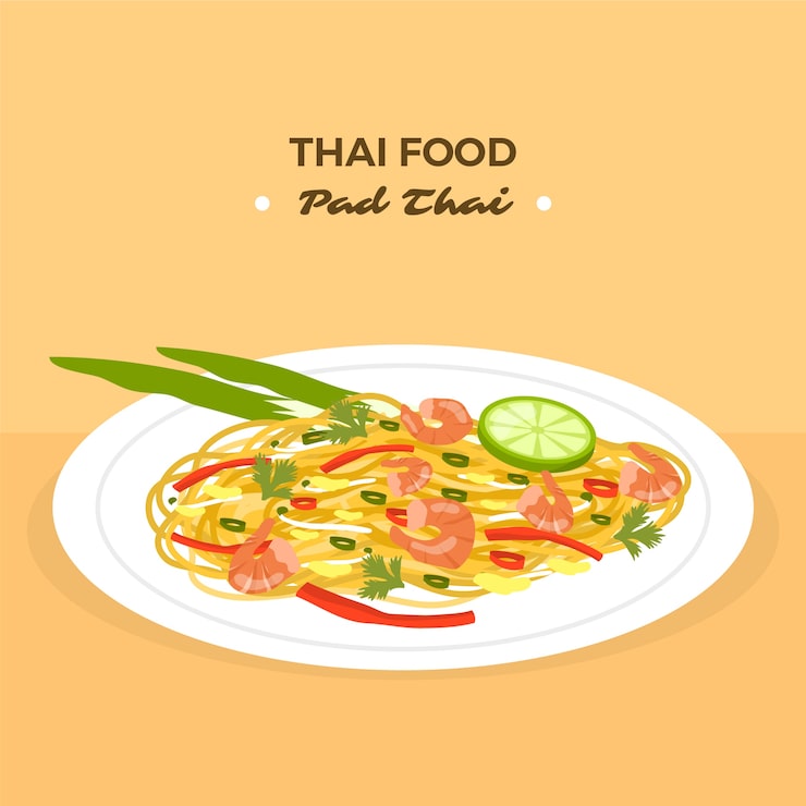 Miễn phí Vector hình ảnh minh họa món ăn thái vẽ tay thiết kế phẳng