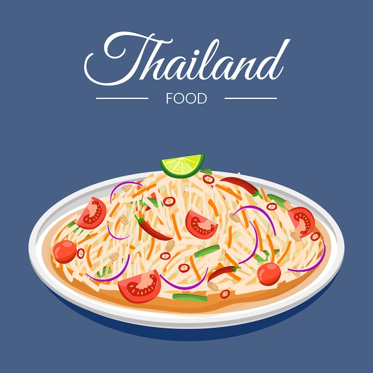 Miễn phí Vector hình ảnh minh họa món ăn thái vẽ tay thiết kế phẳng