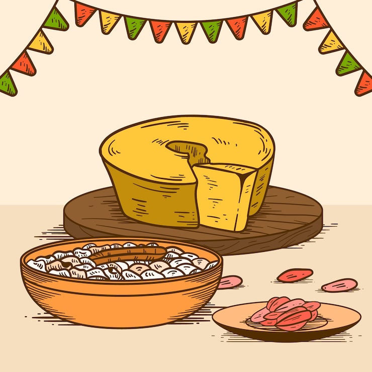 Miễn phí Vector hình ảnh minh họa vẽ tay về đồ ăn lễ hội comida junina