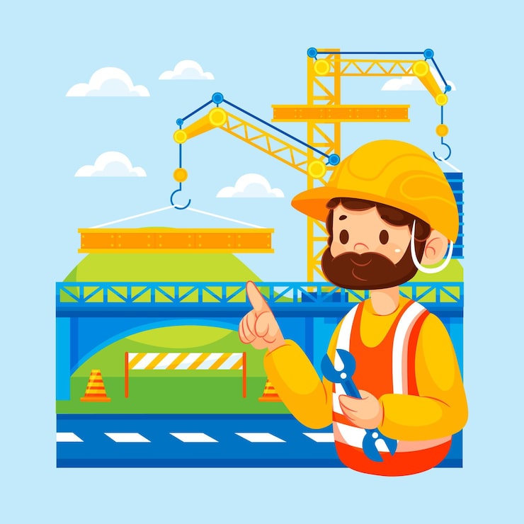 Miễn phí Vector hình ảnh minh họa xây dựng và kỹ thuật kiểu phẳng