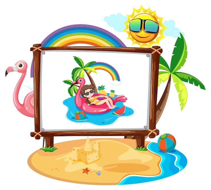Miễn phí Vector hình ảnh một người phụ nữ ở cảnh bãi biển bị cô lập