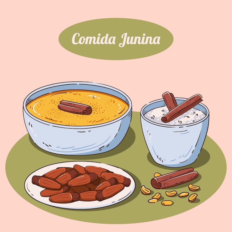 Miễn phí Vector hình minh họa comida junina vẽ tay