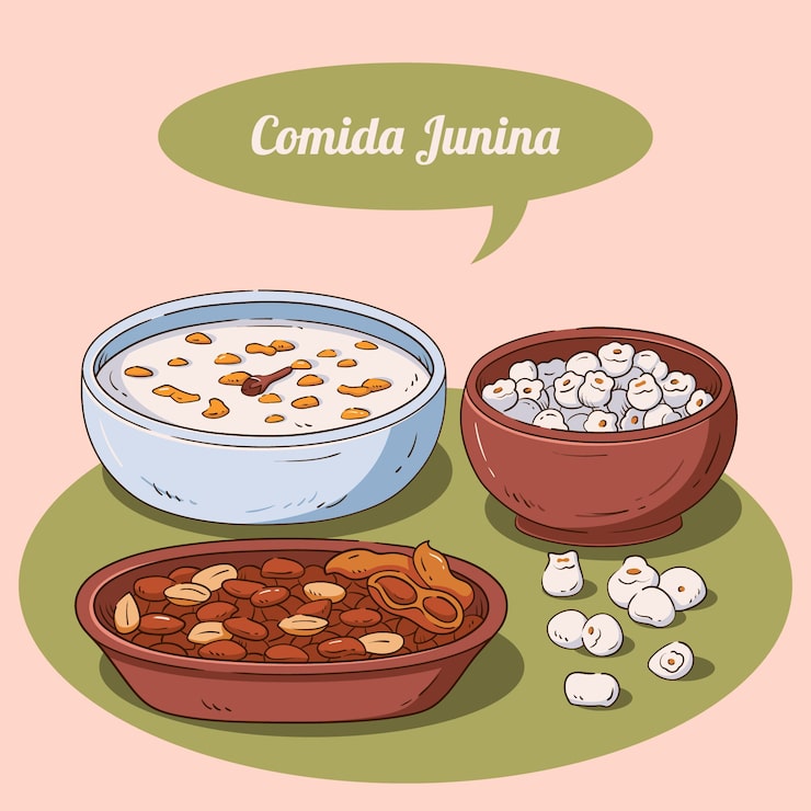 Miễn phí Vector hình minh họa comida junina vẽ tay