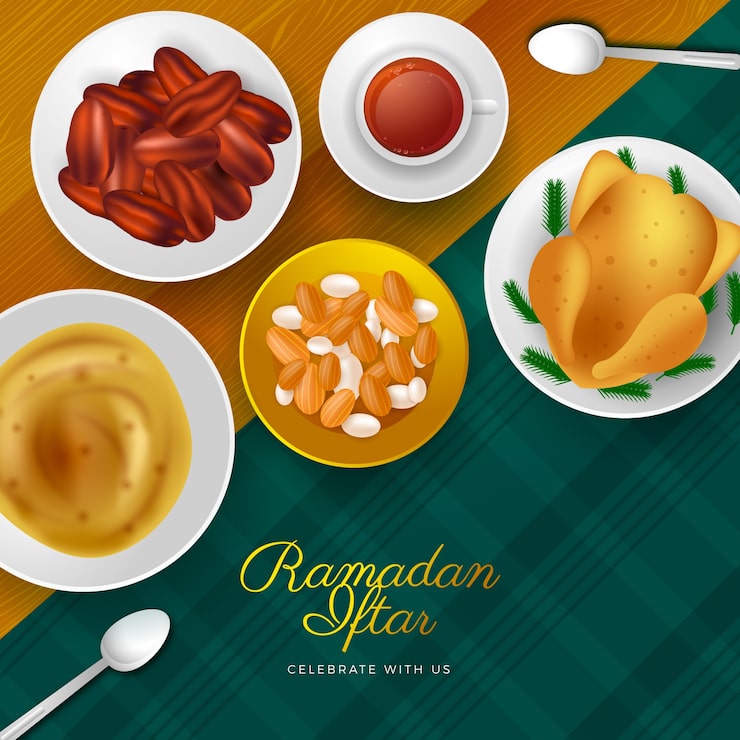 Miễn phí Vector hình minh họa món ăn iftar chân thực
